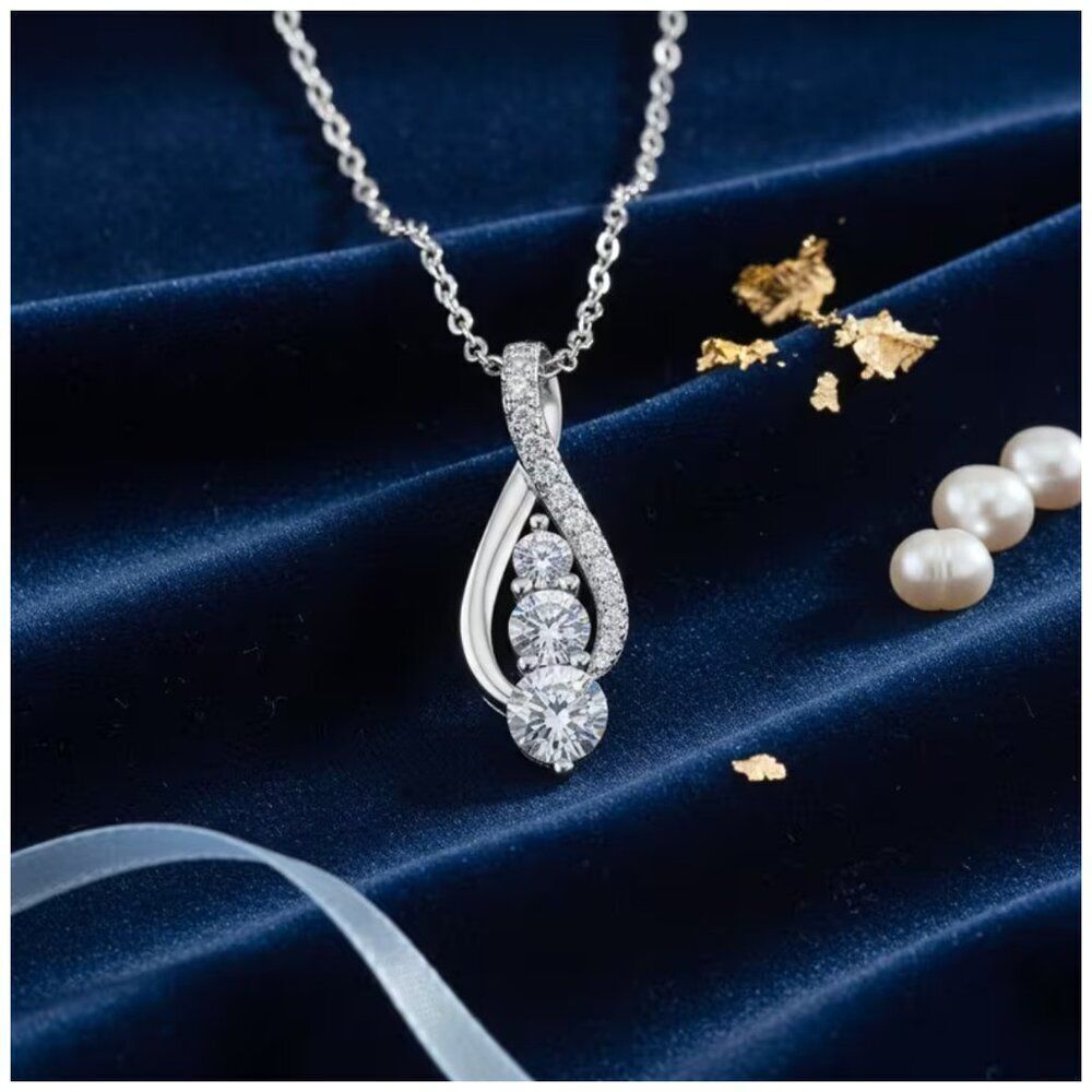 Eternal Spark Infinity Pendant Necklace Elegant Twist Cascading Round Stones